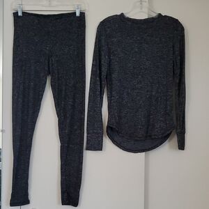 Cuddl Duds by Warm Essentials Heather Coal Long Sleeve Top & Leggings Set Size S